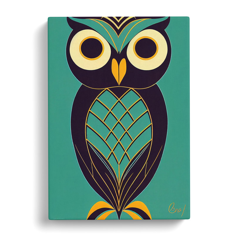 Owl In Technicolour No.2 Abstract - Wrapped Canvas, 76cm H x 50cm W x 3cm D