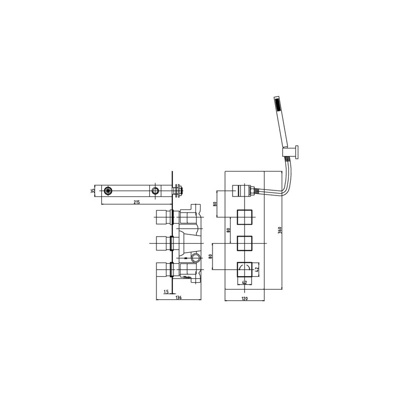 Ellingson Triple Concealed Thermostatic Shower Valve