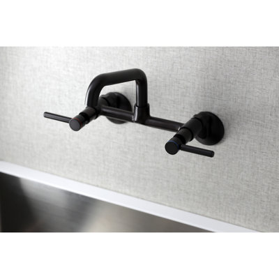 Kingston Brass Concord Double-Handle 2-Hole Wall-Mount Bridge Kitchen Faucet