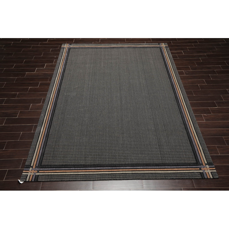 Tapis noir / gris en laine 7 pi 9 po x 10 pi 10 po Lashenna
