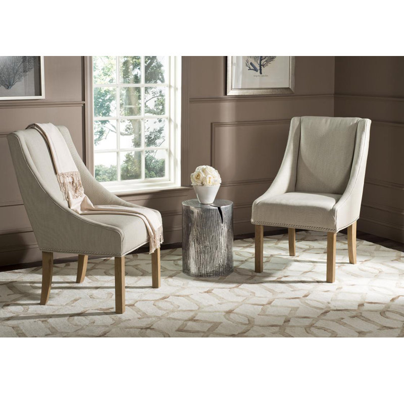 Chaise de salle à manger à accoudoirs inclinés 20 "Morris (ensemble de 2) Morris, Brun clair, Bois
