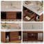 Meuble-lavabo flottant 39,4 po avec lavabo en céramique, conception murale, comptoir en ardoise blanche, style maison de campagne, noyer