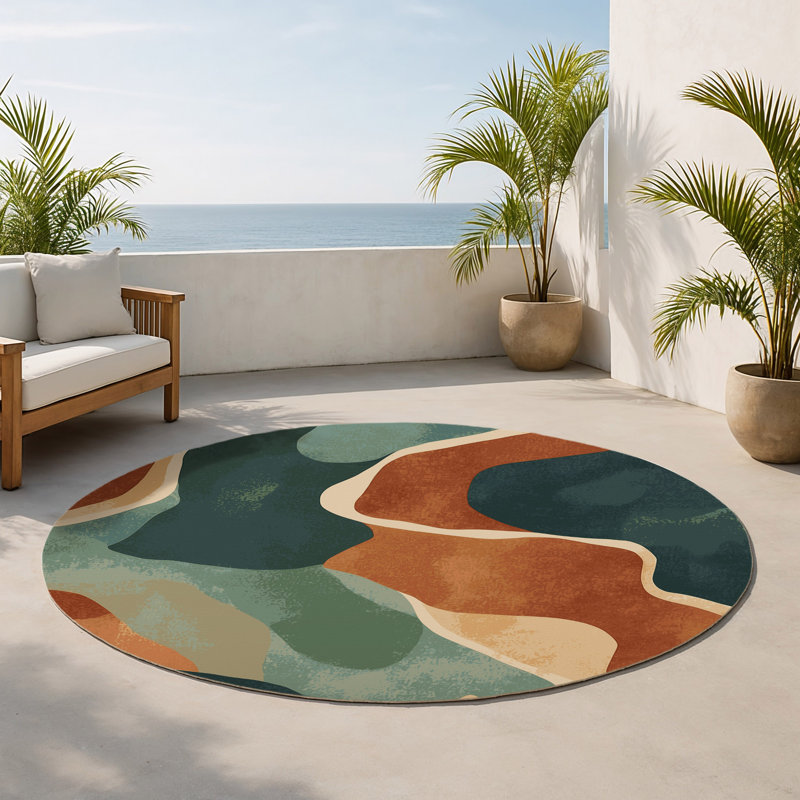 Tapis intérieur et extérieur Earthly Echoes, Rond 5 pi