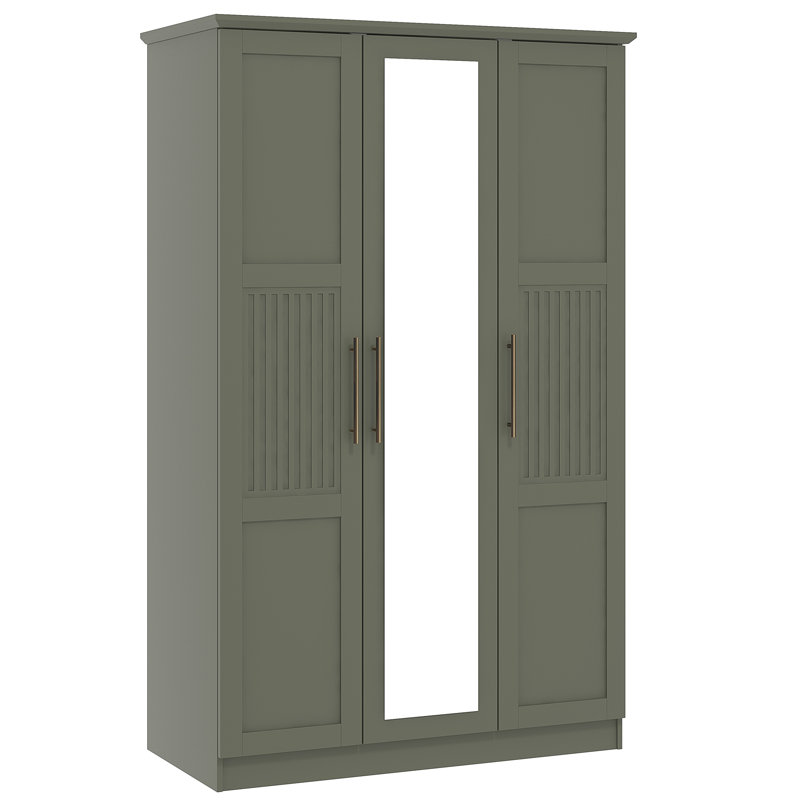 Darry 3 Door Wardrobe with Mirror, Kale Green