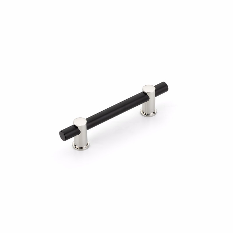 Poignée barre / poignée 4 po Foncé, Noir mat / Nickel poli