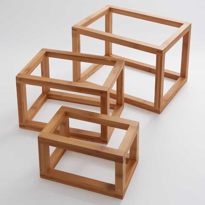 Natural Bamboo Rectangular Frame Riser Set of 3