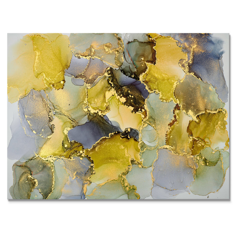 Vert luxueux abstrait fluide V - peinture sur toile, H 30 po x l 40 po x P 1,5 po, Toile tendue