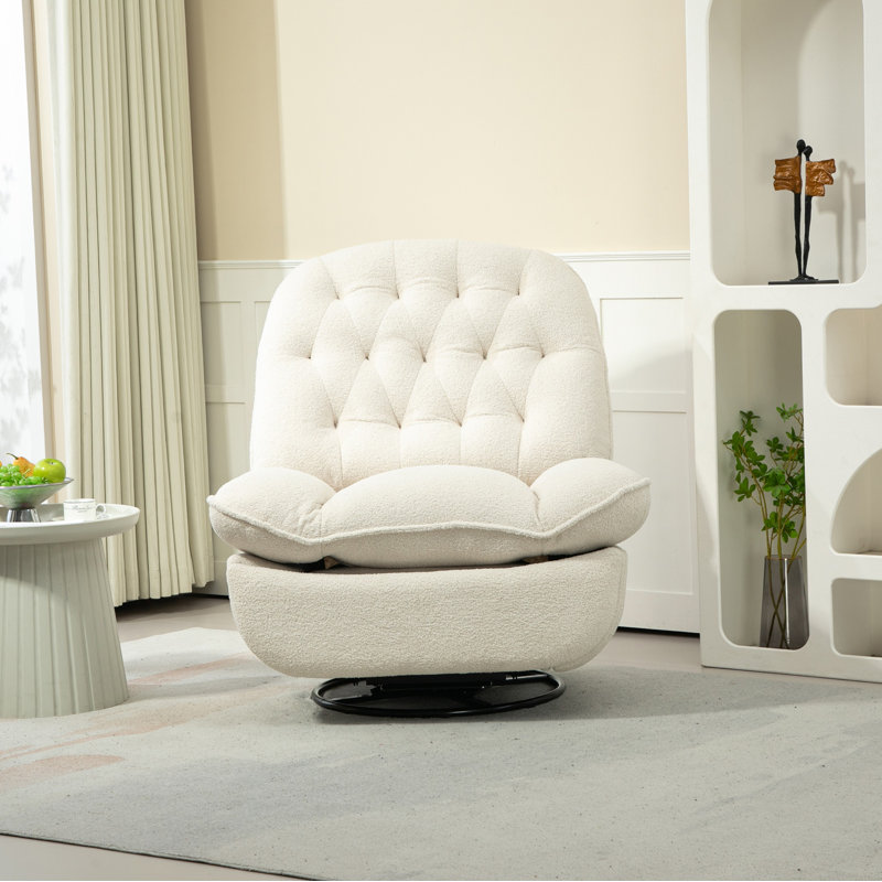 Fauteuil inclinable moderne capitonné, Beige