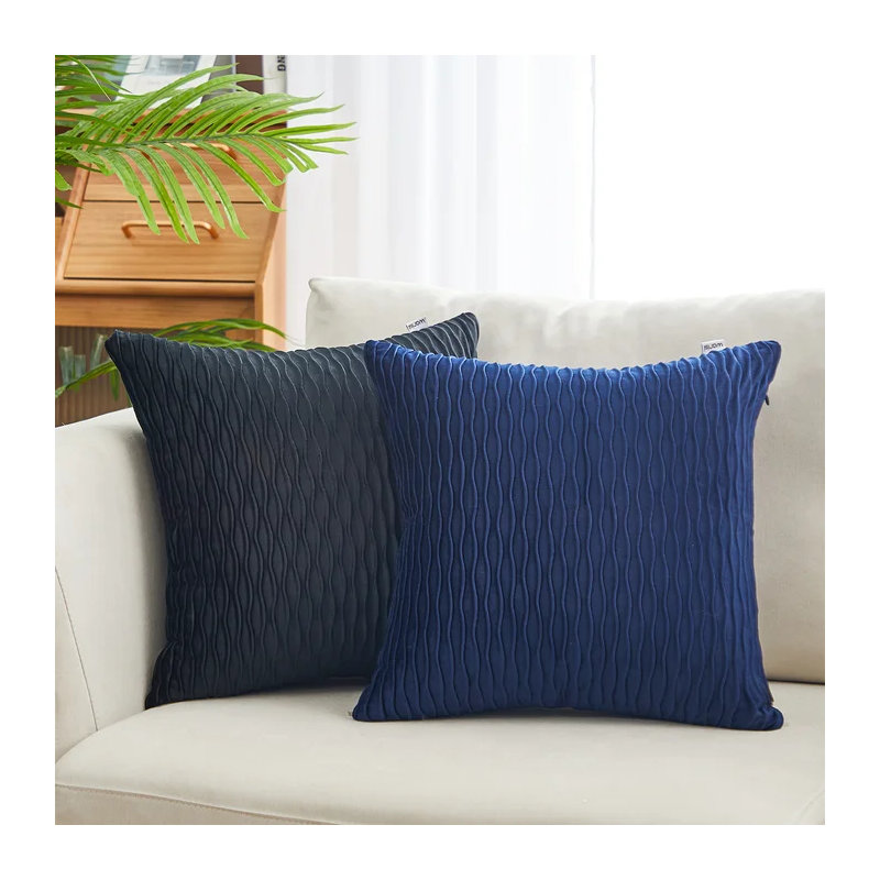  Coussin décoratif en velours géométrique, Noir