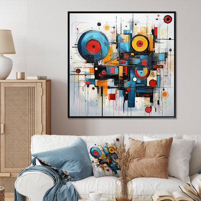 Minimalisme, formes jaunes et bleues élégance II - décoration murale abstraite