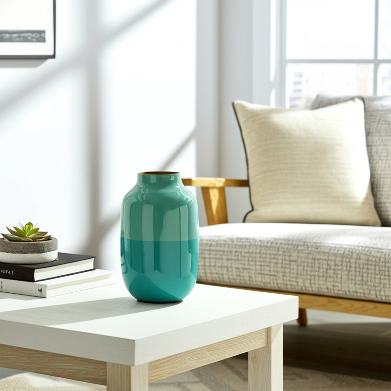 Modern Coastal Metal Iron Decorative Vase with Tapered Silhouette and Minimalist Design for Contemporary Interiors.