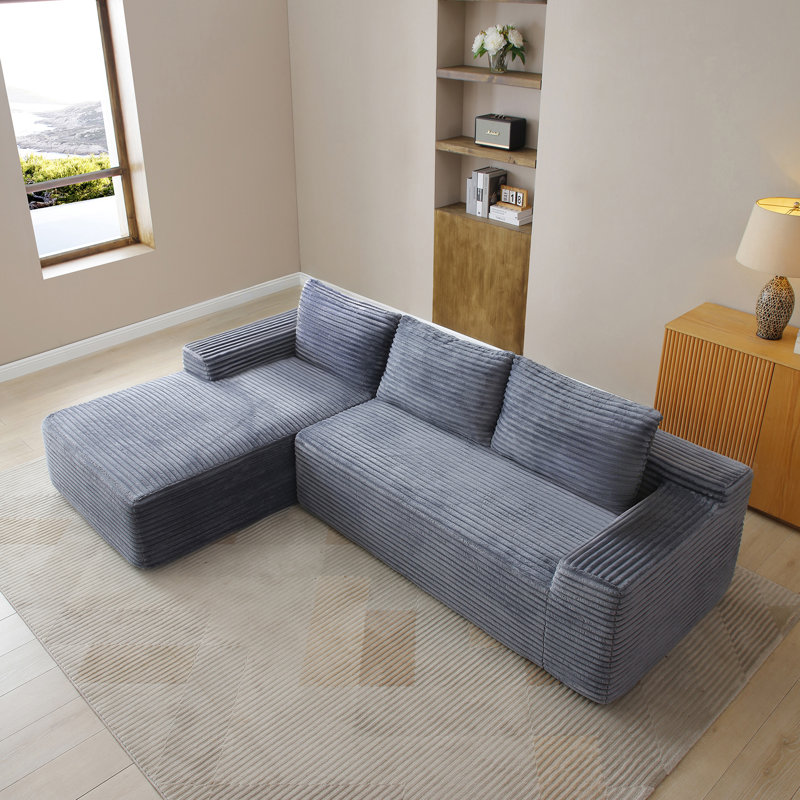 Canapé modulaire de 97 po, canapé modulaire Cloud avec assise profonde, canapé modulaire en L moderne avec méridienne et canapé rembourré pour salon, sans assemblage, gris