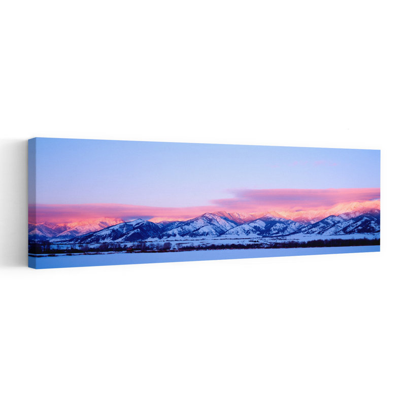 USA Montana Bozeman Bridger Mountains sunset 1 Piece Wrapped Canvas Panoramic Wall Art, 30.48 cm H  x 91.44 cm W