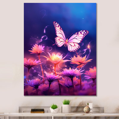 Magnifique coucher de soleil papillon rose I