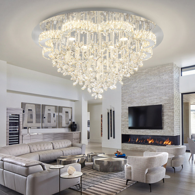 Lustre en cristal à fleurs, plafonnier encastré pour la salle à manger ou le salon