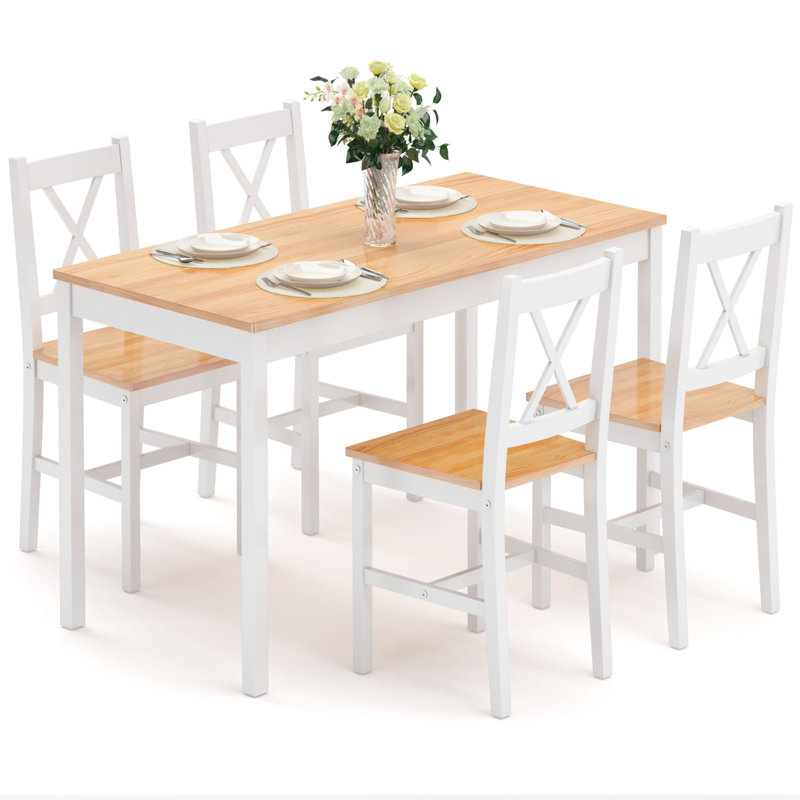 Ensemble de salle à manger 5 pièces Elea, Chêne / blanc, 42.5"W x 28.7"H x 25.6"D