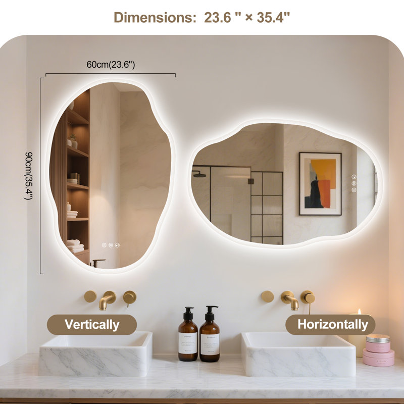 Irregular LED Mirror with Bluetooth, Defogger & Memory, Organic Shape