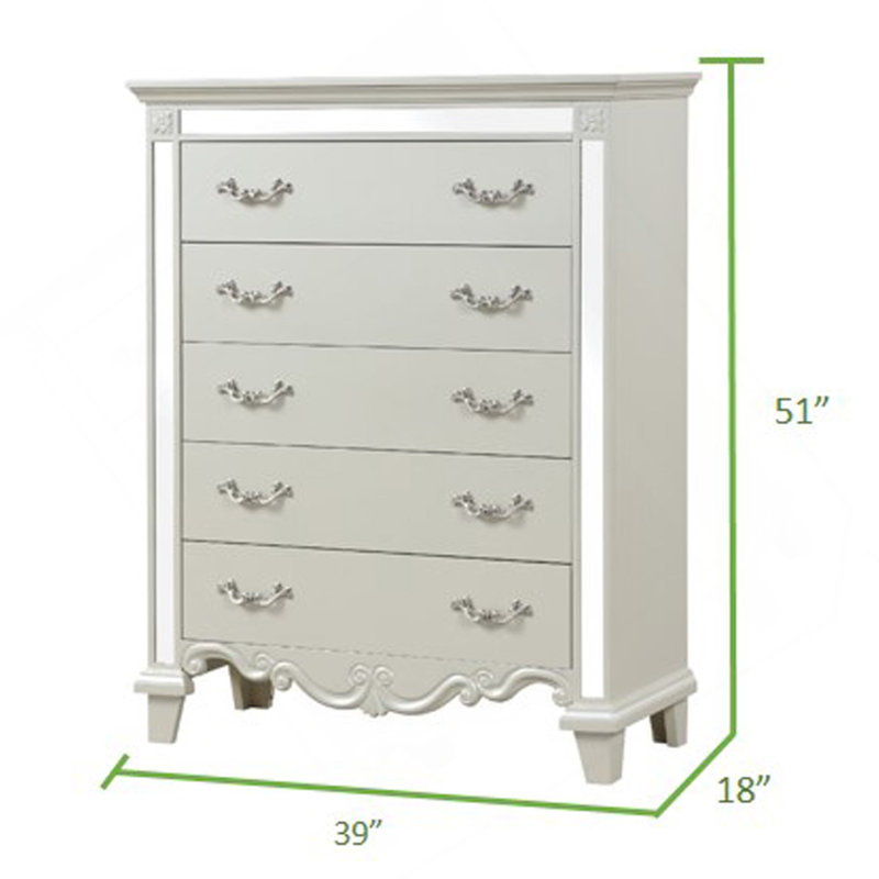 Commode à miroir Milan avec cadre en bois blanc