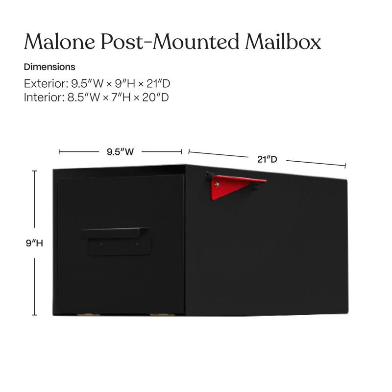 Malone Post-Mounted Mailbox with Wood-Styled Door, Yes, Black, Silver