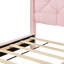 Lit plateforme tapissier grand avec deux tiroirs - Rose
