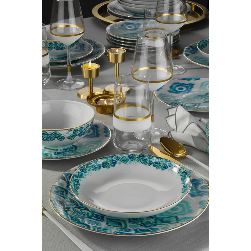 Adamczyk Porcelain China Dinnerware Set 24 Piece - Service for 6