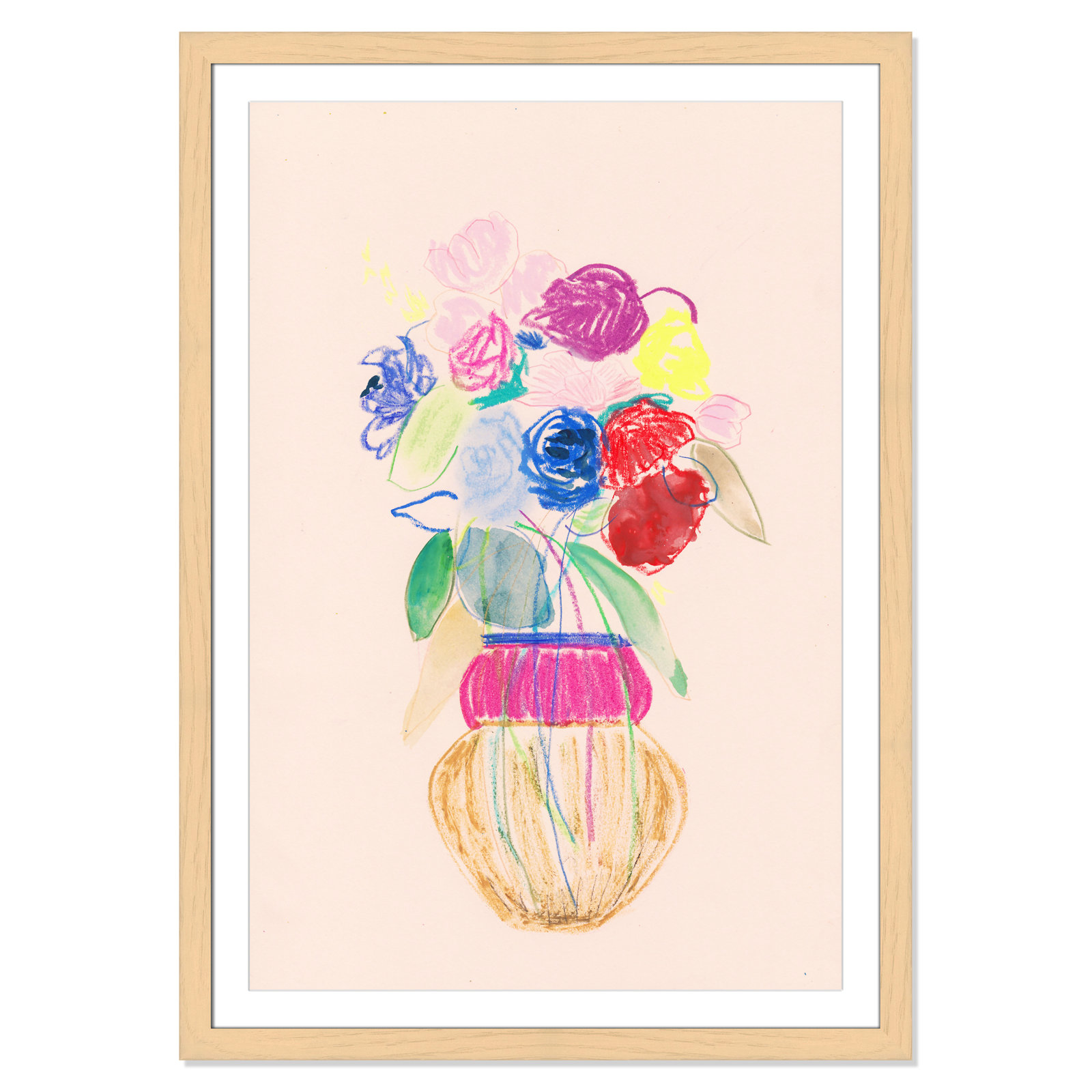 Simple Floral II Print by Bea Dina, Natural Single Picture Framed Paper, White, 49" H x 35" W x 1.25" D