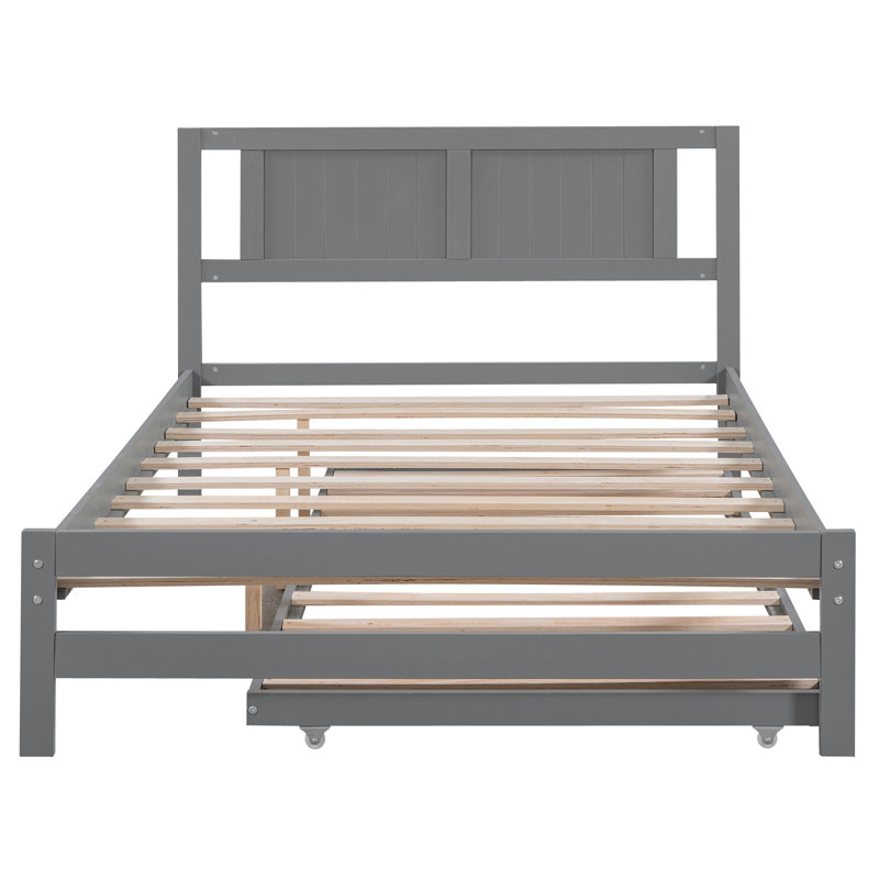 Lit plateforme avec lit gigogne, Gris