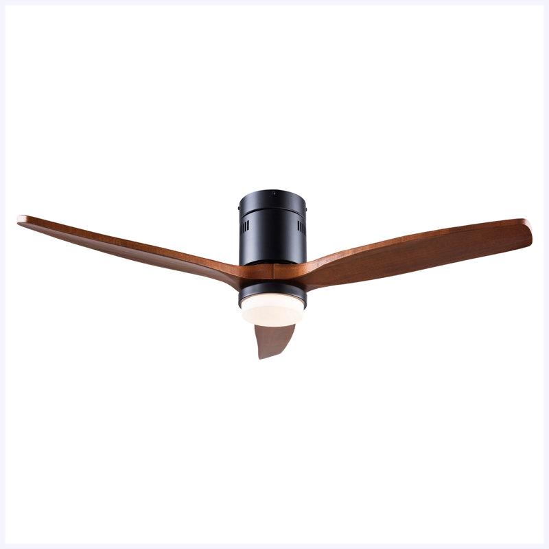 Ventilateurs de plafond en bois à intensité variable de 52 pouces avec lumières et télécommande - Ventilateur de plafond à profil bas 3 pales pour patio Ventilateur de chambre à coucher avec éclairage pour porche de salon