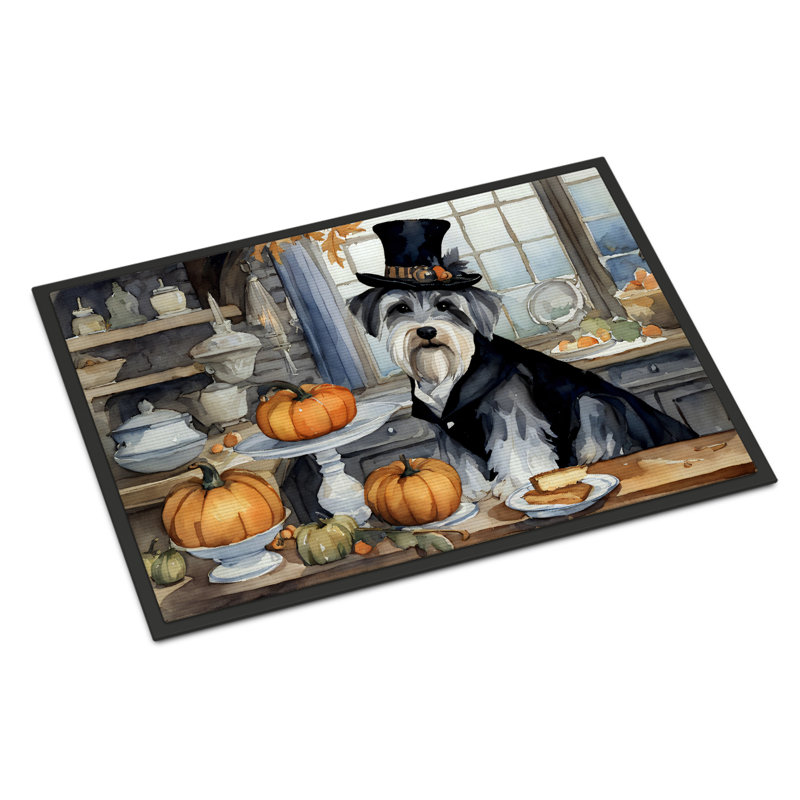 Schnauzer Fall Kitchen Pumpkins Doormat DAC1809, L 18 po x L 27 po