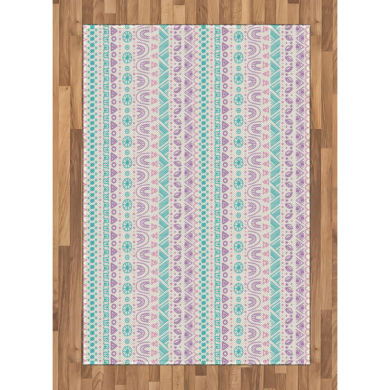 Abstract High Density Long Fiber Poly Threads Decorative Area Rug Carpet, Rectangle 4' x 5'8"