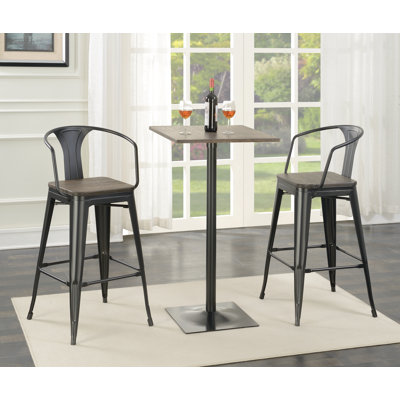 Morena 3 Piece Bar Height Solid Wood Dining Set