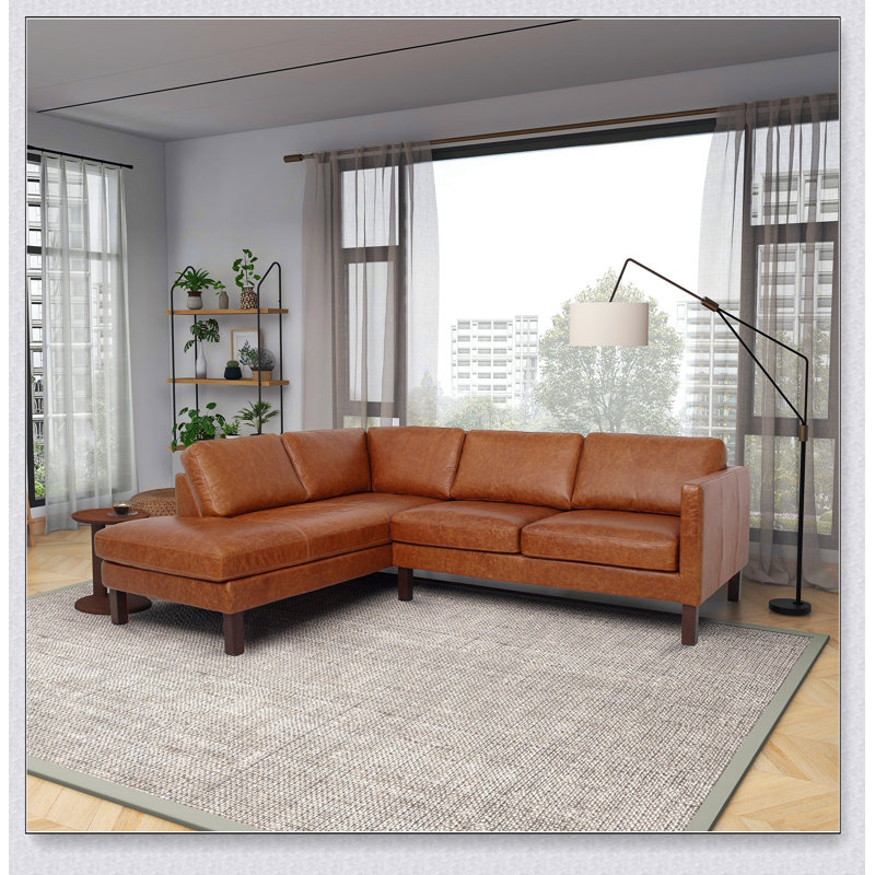 Canapé modulaire en cuir cognac