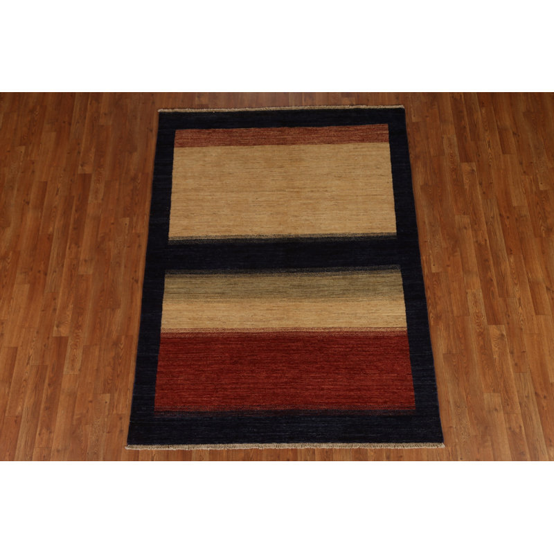 Tapis contemporain contemporain Gabbeh Kashkoli fabriqué à la main 5 x 7