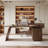Modern Wood Veneer Office Desk With 3-Drawer Cabinet – Rectangular Writing Table
