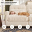 Canapé modulable 2 places d'inspiration cottage, en chenille à volants, avec 2 poufs, dossier capitonné et accoudoirs arrondis, beige-1269377380