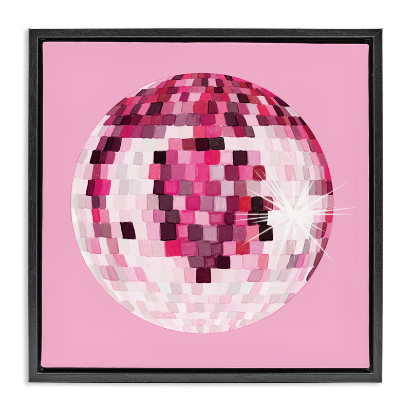 Dazzling Pink Disco Ball, 18" H x 18" W, Jet Black Floater Frame