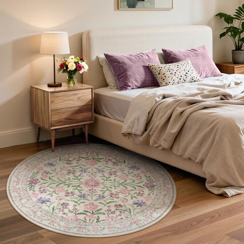 Kaldi Kaldi Oriental Botanical Floral Machine Washable Area Rug with Non-Slip Backing for Living Room, Dining Room, Bedroom