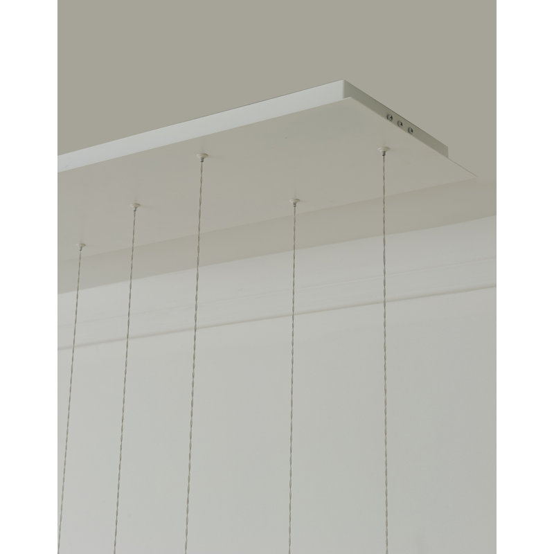 Luminaire suspendu rectangulaire en grappe à 7 lumières, blanc, 12