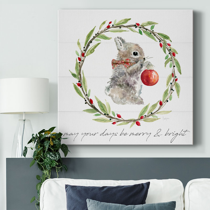 «Farmhouse Christmas Bunnny», toile tendue avec châssis, H 8 po x l 8 po