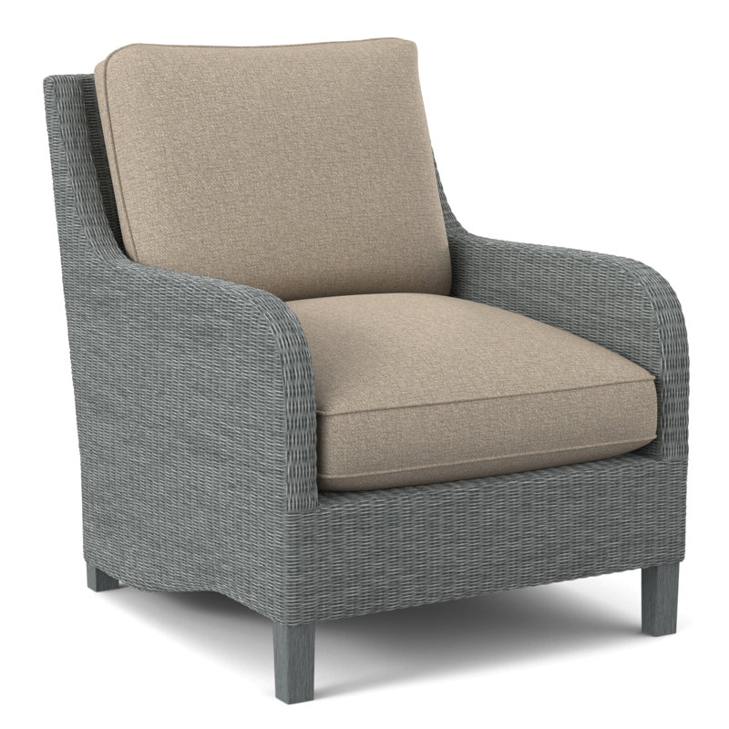 Fauteuil large 29 po Gibraltar, Chenille bleue / velours uni; 0809-63, Graine de lin