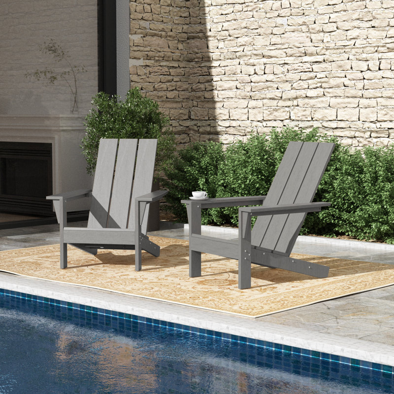 Chaises Adirondack modernes en PEHD toutes saisons, Gris