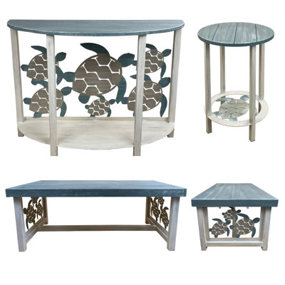 Ensemble de meubles pour tortues de mer Tide: 1 table basse, 1 table de canapé, 2 tables de bout