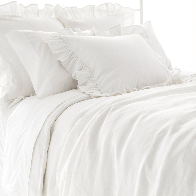 Stone Washed Linen Bed Skirt, Ivory, Twin/Twin XL Duvet Cover