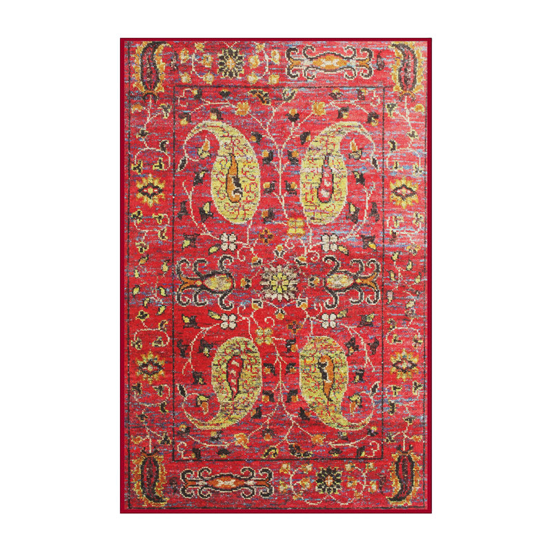 Tapis jaune/orange traditionnel Morissette, Rectangle 8 pi x 12 pi
