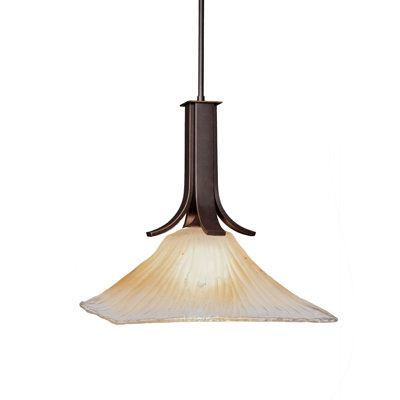 Luminaire suspendu en forme de tige Apollo présenté en finition graphite avec verre carré en cristal givré 18 po