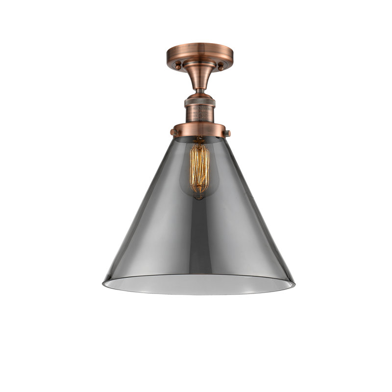 Plafonnier semi-encastré 1 lumière 12 po Chris, Ampoule DEL 6 watts Vinage, Plaqué couleur fumée, Cuivre antique