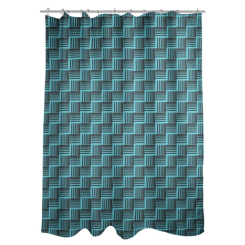 Rideau de douche simple basketweave rayures classic, Bleu acier
