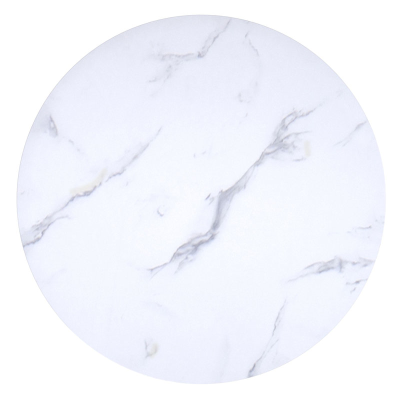 Table de salle à manger ronde Noah 40 "en faux marbre blanc et or vieilli Noah, H 30 po x L 47 po x l 47 po, Doré