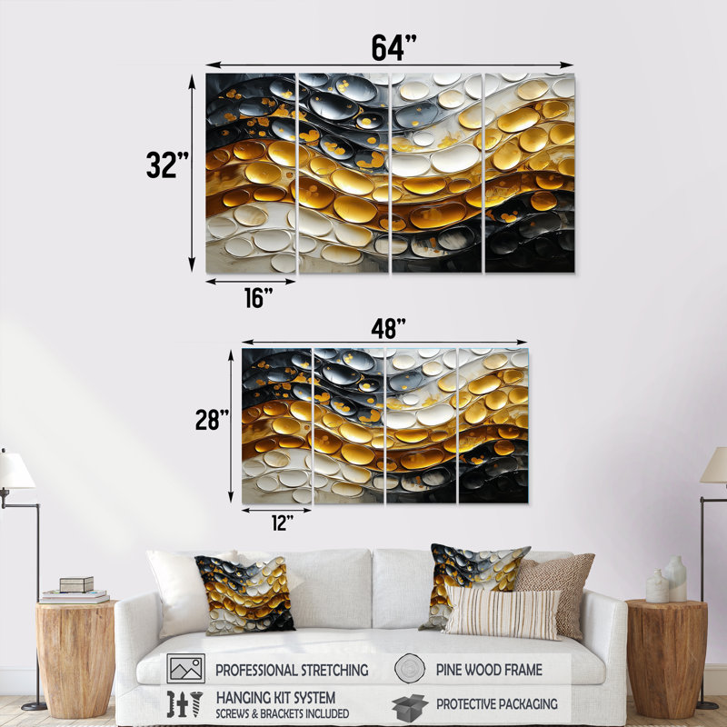 Cristal - art mural moderne - décoration murale abstraite, H 32 po x l 64 po, 4