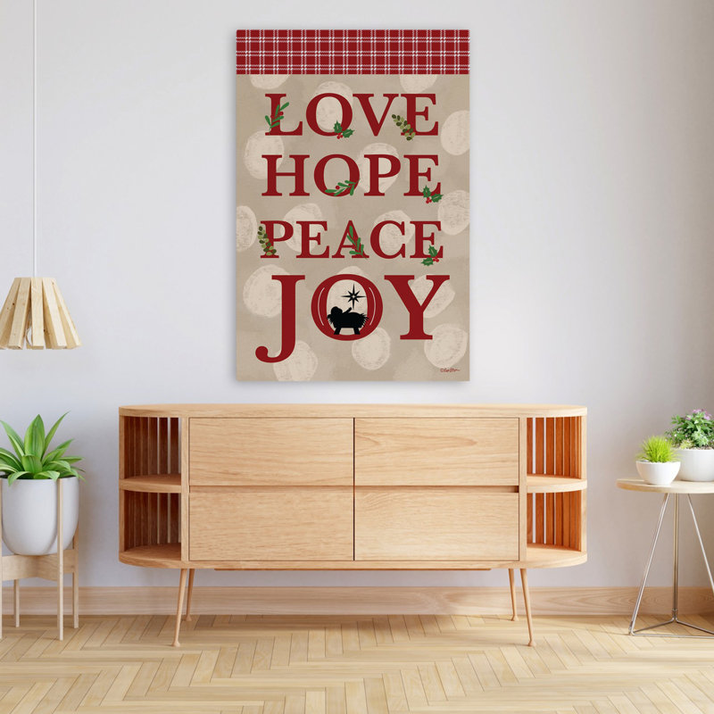 "Love Hope Peace Joy", H 48 po x l 32 po